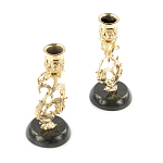 Подсвечники бронзовые на подставке из натурального камня нефрит Stone Candlestick варинант исполнения - 2 | Loft Concept в Казани
