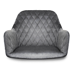 Барный стул со спинкой и подлокотниками на 4-х деревянных ножках Douglas Rhombus Серый Велюр варинант исполнения - 3 | Loft Concept в Казани