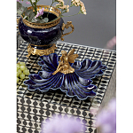 Менажница темно-синяя фарфоровая с бронзовой фигуркой ангела Eden Garden варинант исполнения - 2 | Loft Concept в Казани