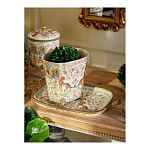 Кашпо с растительным и животным орнаментом на бронзовых ножках Turquoise Blooming Garden варинант исполнения - 8 | Loft Concept в Казани