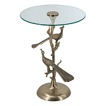 Столик с круглой стеклянной столешницей и корпусом в виде двух павлинов на ветке Table Two Peacocks варинант исполнения - 1 | Loft Concept в Казани