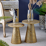 Журнальный столик с конусообразной основой и текстурной поверхностью золотого цвет Ethnic Metal варинант исполнения - 5 | Loft Concept в Казани
