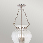 Подвесной светильник цвета никель с прозрачным ребристым стеклянным плафоном в классическом стиле Elstead Lighting варинант исполнения - 3 | Loft Concept в Казани