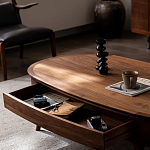 Кофейный стол овальный из дерева с 2-мя ящиками Coffee Walnut Table варинант исполнения - 7 | Loft Concept в Казани