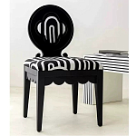 Дизайнерский стул с круглой деревянной спинкой Black and White Clover варинант исполнения - 5 | Loft Concept в Казани