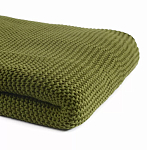 Плед из хлопка жемчужной вязки оливкового цвета Waffle Comfort варинант исполнения - 2 | Loft Concept в Казани