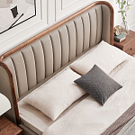 Кровать двуспальная с мягким изголовьем Moon Walnut Bed варинант исполнения - 5 | Loft Concept в Казани