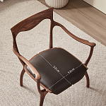 Стул деревянный с мягким сиденьем из коричневой натуральной кожи Moon Walnut Furniture варинант исполнения - 10 | Loft Concept в Казани