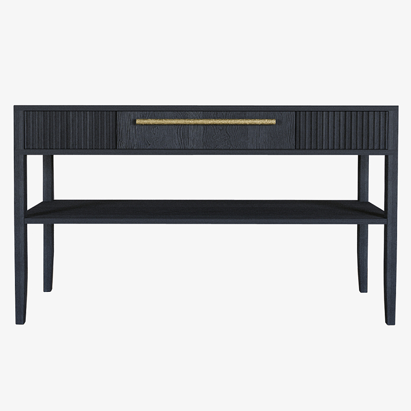 Дизайнерская Консоль с полкой и ящиком Primo Черный дуб Черный Золотой в Казани | Loft Concept 