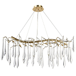Линейная люстра с хрустальными подвесками в виде капель Droplet Crystal Gold Linear Chandelier 12 варинант исполнения - 1 | Loft Concept в Казани