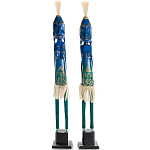 Комплект из 2-х деревянных статуэток Asmat Statuettes Blue Green варинант исполнения - 1 | Loft Concept в Казани