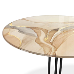 Стол журнальный круглый с бежевой столешницей из стекла Beige Marble варинант исполнения - 3 | Loft Concept в Казани