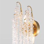 Бра с хрустальными прозрачными подвесками и круглым основанием золотого цвета FAIRYTREE Light варинант исполнения - 3 | Loft Concept в Казани