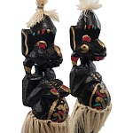 Комплект из 2-х деревянных статуэток Asmat Straw Headdress Statuettes Multicolor варинант исполнения - 5 | Loft Concept в Казани
