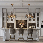 Люстра подвесная круглая с овальными подвесками из стекла дымчатого цвета Harlow Crystal Round варинант исполнения - 6 | Loft Concept в Казани