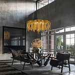 Люстра круглая подвесная с металлическими дугами и длинными цепочками 80 см Atlantis Chain варинант исполнения - 17 | Loft Concept в Казани