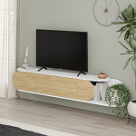 ТВ-тумба подвесная белая с полкой и откидной дверцей цвета древесины TONE TV STAND WHITE варинант исполнения - 2 | Loft Concept в Казани