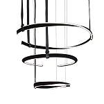 Люстра подвесная с 3-мя кольцами из кожаных ремней черного цвета Half Ring Horizontal  варинант исполнения - 1 | Loft Concept в Казани