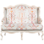 Двухместный диван из массива бука серый с растительным орнаментом Raffael Blue Grey Sofa варинант исполнения - 1 | Loft Concept в Казани