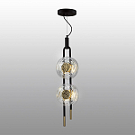 Подвесной светильник с 2-мя прозрачными стеклянными плафонами и золотистыми центральными вставками Virelia  варинант исполнения - 4 | Loft Concept в Казани