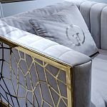 Кресло велюровое серое с фактурным каркасом золотистого цвета Best Traits варинант исполнения - 3 | Loft Concept в Казани