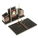 Настольный письменный набор из лемезита и змеевика с часами Royal Accessory варинант исполнения - 2 | Loft Concept в Казани