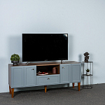 ТВ-тумба серая из массива бука с 2-мя дверками и ящиком Wenge Light варинант исполнения - 7 | Loft Concept в Казани