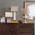 Настольная лампа с белым каркасом и тканевым абажуром Natural Stems варинант исполнения - 4 | Loft Concept в Казани