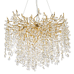 Люстра с хрустальными подвесками на металлических ветках Fairytree Light Gold Chandelier 14 варинант исполнения - 1 | Loft Concept в Казани