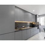 Прямой серый кухонный гарнитур с фрезерованным фасадом Idelle Kitchen Set варинант исполнения - 3 | Loft Concept в Казани