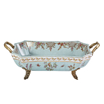 Блюдо прямоугольное из голубого фарфора с ручками и рисунком птиц и цветов Blue Garden варинант исполнения - 1 | Loft Concept в Казани