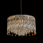 Люстра круглая с хрустальными подвесками на золотистом каркасе Roul Crystal Light варинант исполнения - 4 | Loft Concept в Казани