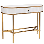 Консоль с ящиком белая с золотом Textured White Console with Gold варинант исполнения - 1 | Loft Concept в Казани