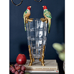 Ваза из прозрачного стекла с бронзовыми ножками и фигурками попугаев Eden Garden porcelain and bronze варинант исполнения - 1 | Loft Concept в Казани