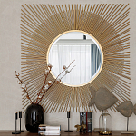 Зеркало-солнце круглое с золотыми лучам Sunrise варинант исполнения - 2 | Loft Concept в Казани