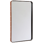 Зеркало прямоугольное в металлической раме с кожаной отделкой Loft in Reflection варинант исполнения - 2 | Loft Concept в Казани