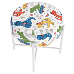 Пуф детский круглый с принтом на 4-х белых ножках Dinosaurs CHILDHOOD варинант исполнения - 3 | Loft Concept в Казани