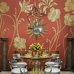 Обои с вышивкой ручной работы Deco Flowers Original colourway on wool sateen варинант исполнения - 1 | Loft Concept в Казани