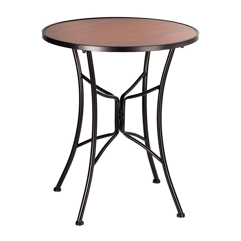 Столик приставной с круглой столешницей на металлическом черном основании Scenical Table Черный Коричневый в Казани | Loft Concept 