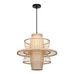 Подвесной светильник фигурный из деревянных прутьев с плафоном из натуральной ткани Light Inside the Cell варинант исполнения - 4 | Loft Concept в Казани