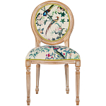 Стул из массива бука бежевый с изображением птиц и цветов Beige Green Chinoiserie Rose Garden Chair варинант исполнения - 1 | Loft Concept в Казани