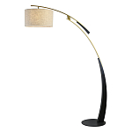 Торшер с изогнутой черной металлической ножкой и цилиндрическим абажуром из ткани Arched Metal Base  варинант исполнения - 1 | Loft Concept в Казани