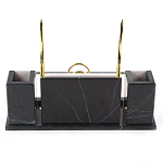 Настольный письменный набор из белого мрамора с часами Marble Accessory варинант исполнения - 3 | Loft Concept в Казани