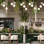 Люстра на штанге с 4-мя белыми шарообразными плафонами Bubble Chandelier варинант исполнения - 4 | Loft Concept в Казани