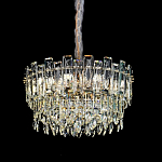 Круглая люстра с хрустальными подвесками на золотистом каркасе Gorgeous Crystal Light варинант исполнения - 1 | Loft Concept в Казани