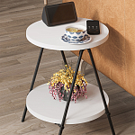 Стол приставной с 2-мя круглыми белыми столешницами ESSEL SIDE TABLE WHITE варинант исполнения - 9 | Loft Concept в Казани