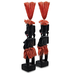 Комплект из 2-х деревянных статуэток Asmat Red Straw Headdress Statuettes варинант исполнения - 2 | Loft Concept в Казани