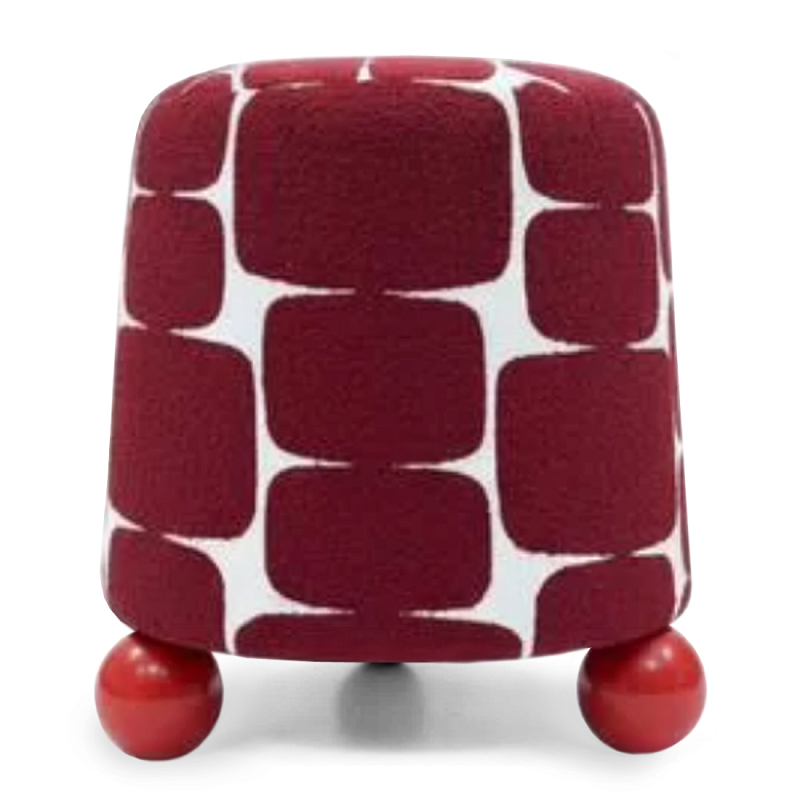 Пуф Wakonda с Красным онаментом и круглыми ножками Белый Красный в Казани | Loft Concept 