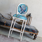 Барный стул из массива бука с изображением птиц и цветов Turquoise Beige Chinoiserie Garden Chair варинант исполнения - 8 | Loft Concept в Казани