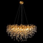 Люстра подвесная с прозрачными стеклянными подвесками в форме капель Диаметр 80 см Droplet Chandelier варинант исполнения - 13 | Loft Concept в Казани